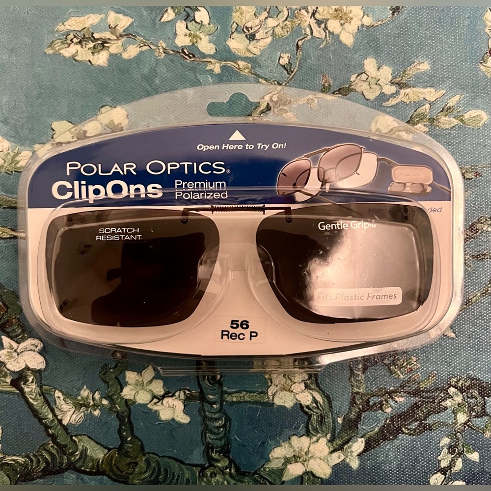 NWT Polar Optics Clip Ons Premium Polarized Sunglasses with hard case- sizes